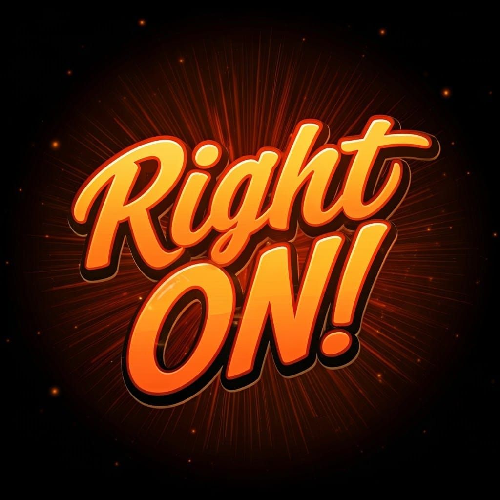 Bold 3D "Right On!" with Sparkles