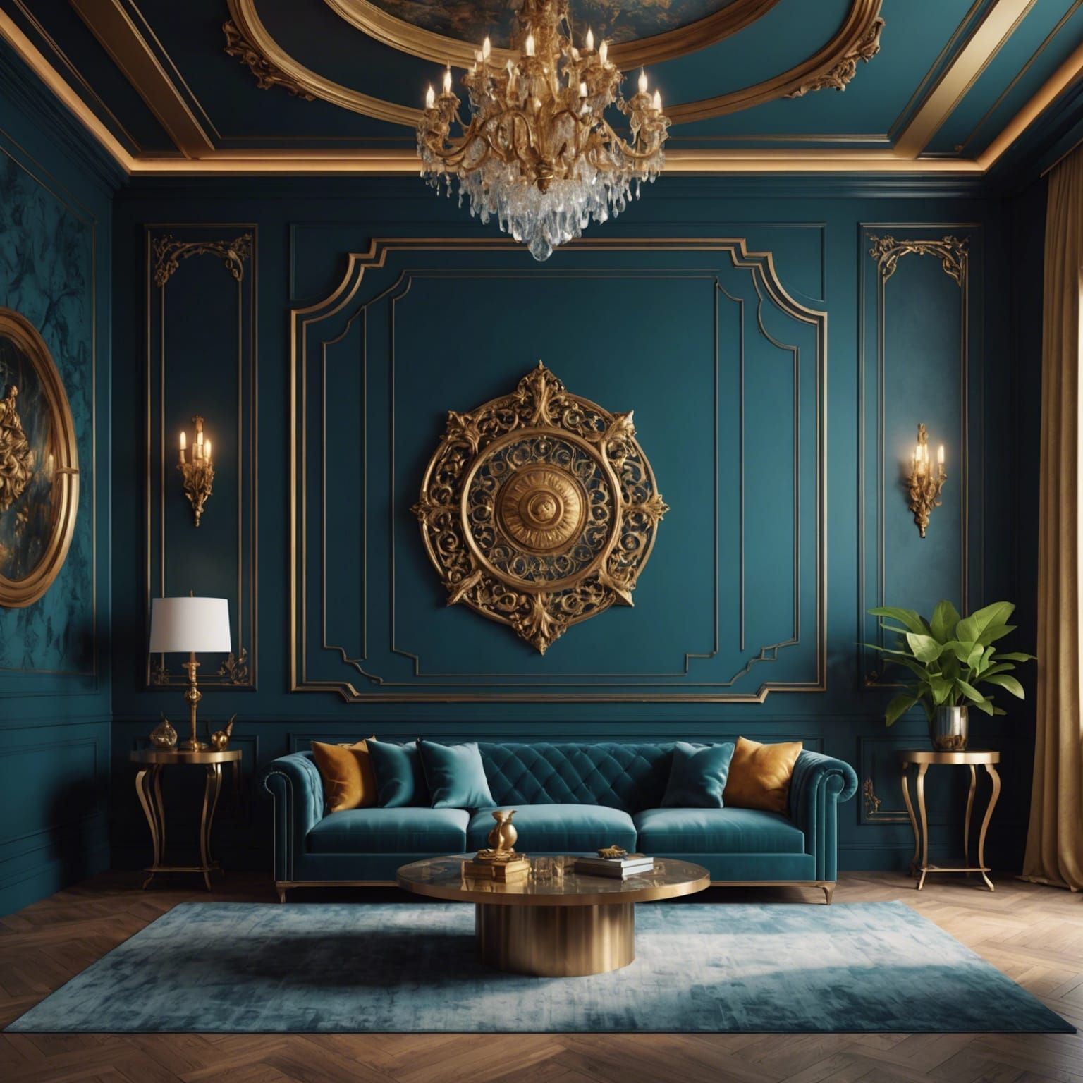 Luxury Room Wall Mockup in Detailed Matte Painting