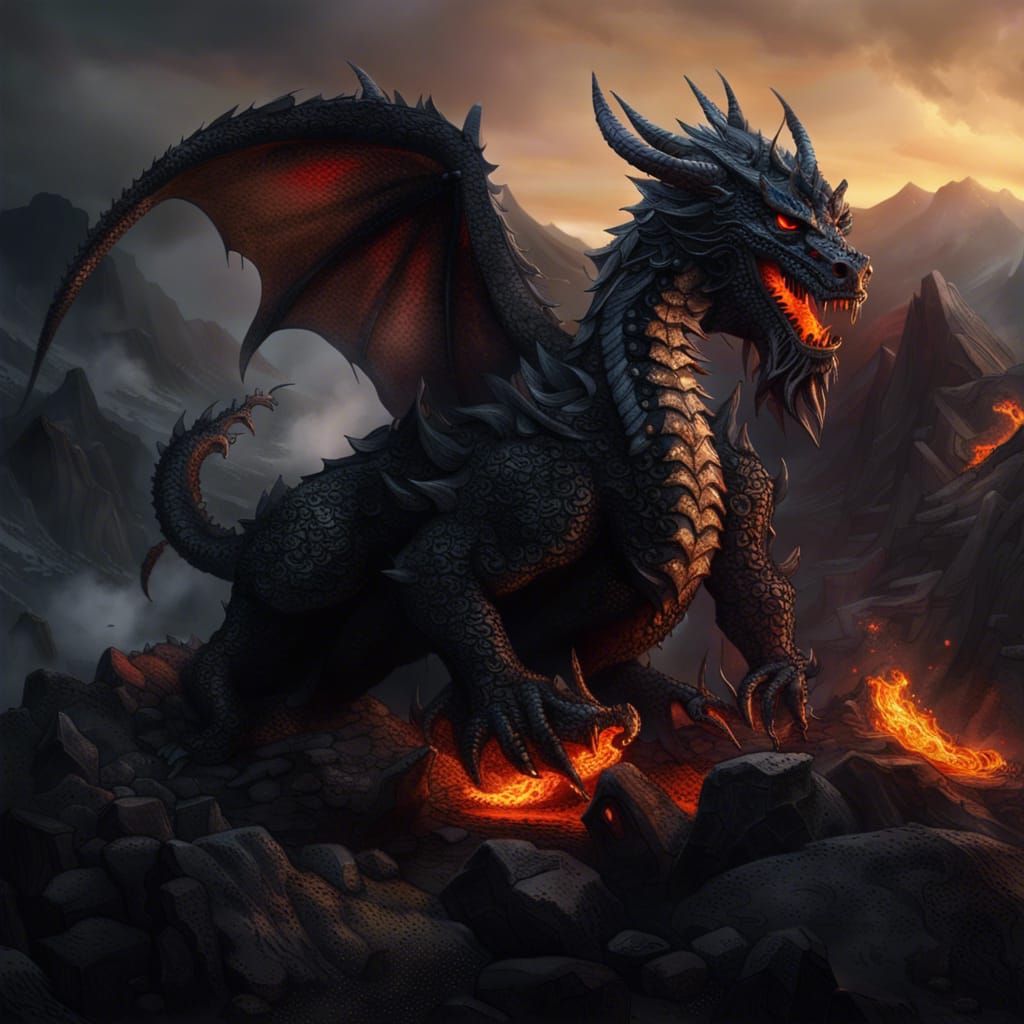 Majestic Stone Dragon Crushing Mountain, High Fantasy