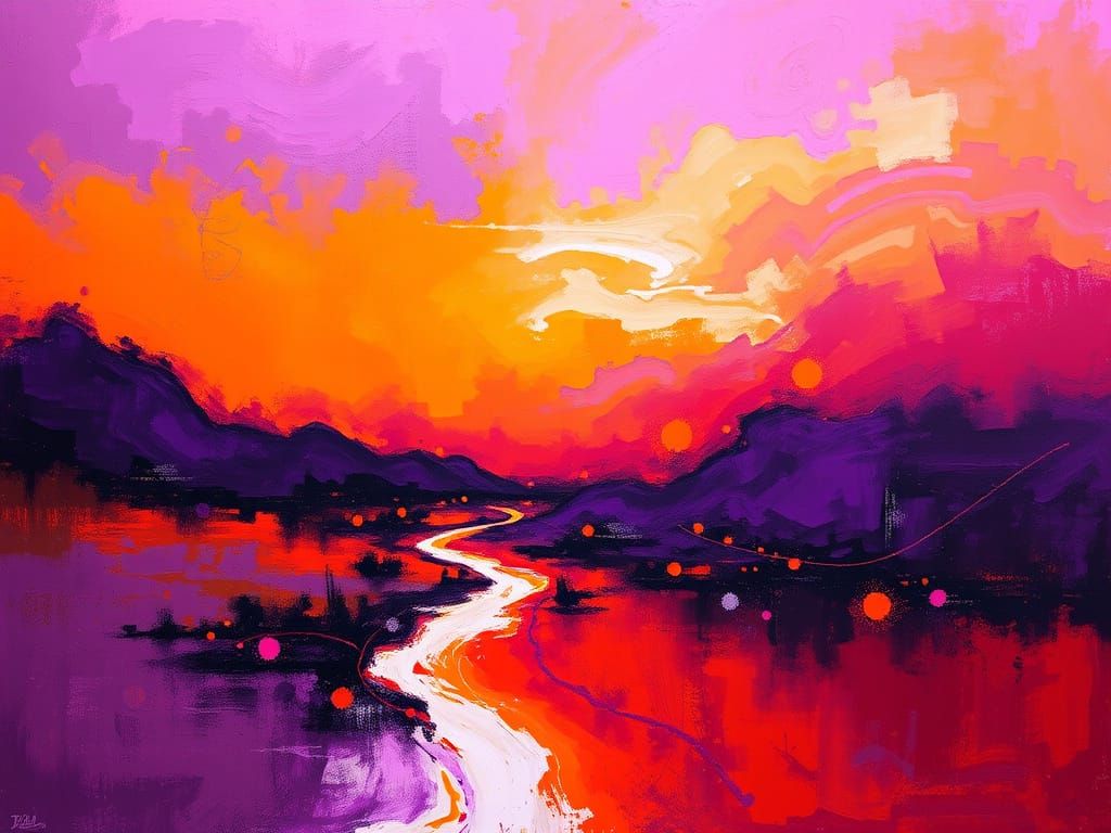 Vibrant Abstract Landscape in Expressive Color Fields