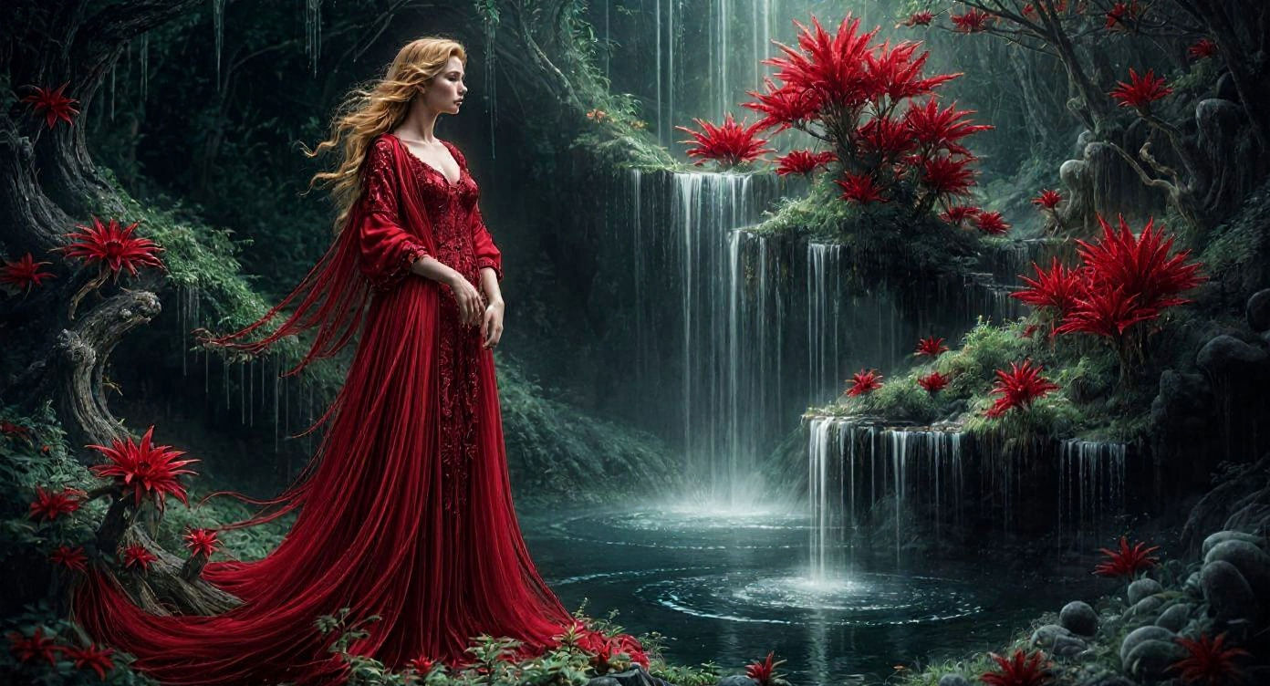 Enchanted Forest Maiden in Golden Robes