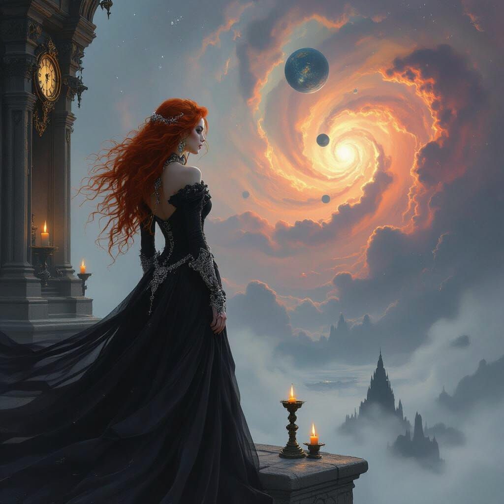 Gothic Astronomer Gazing at Clockwork Nebula