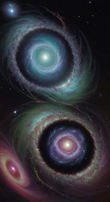 Cosmic Deity Manifests as Galaxies: Surreal Oil Painting