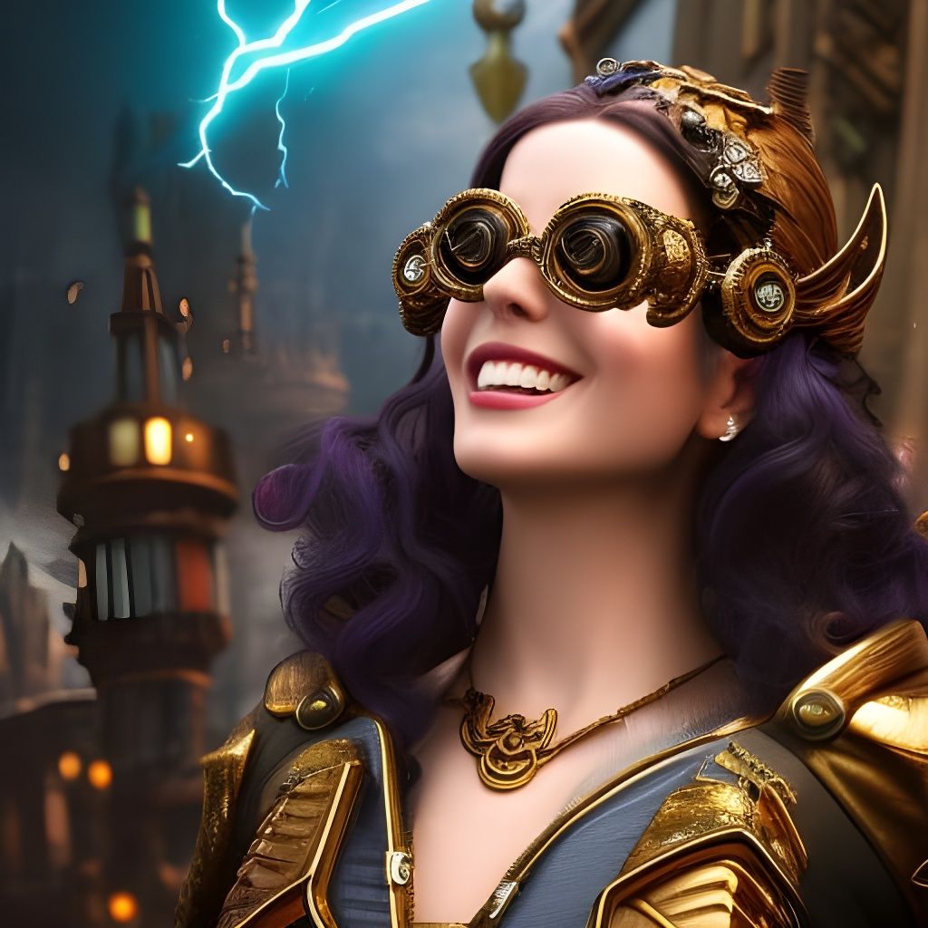 Steampunk Lightning Goddess with Ornate Details
