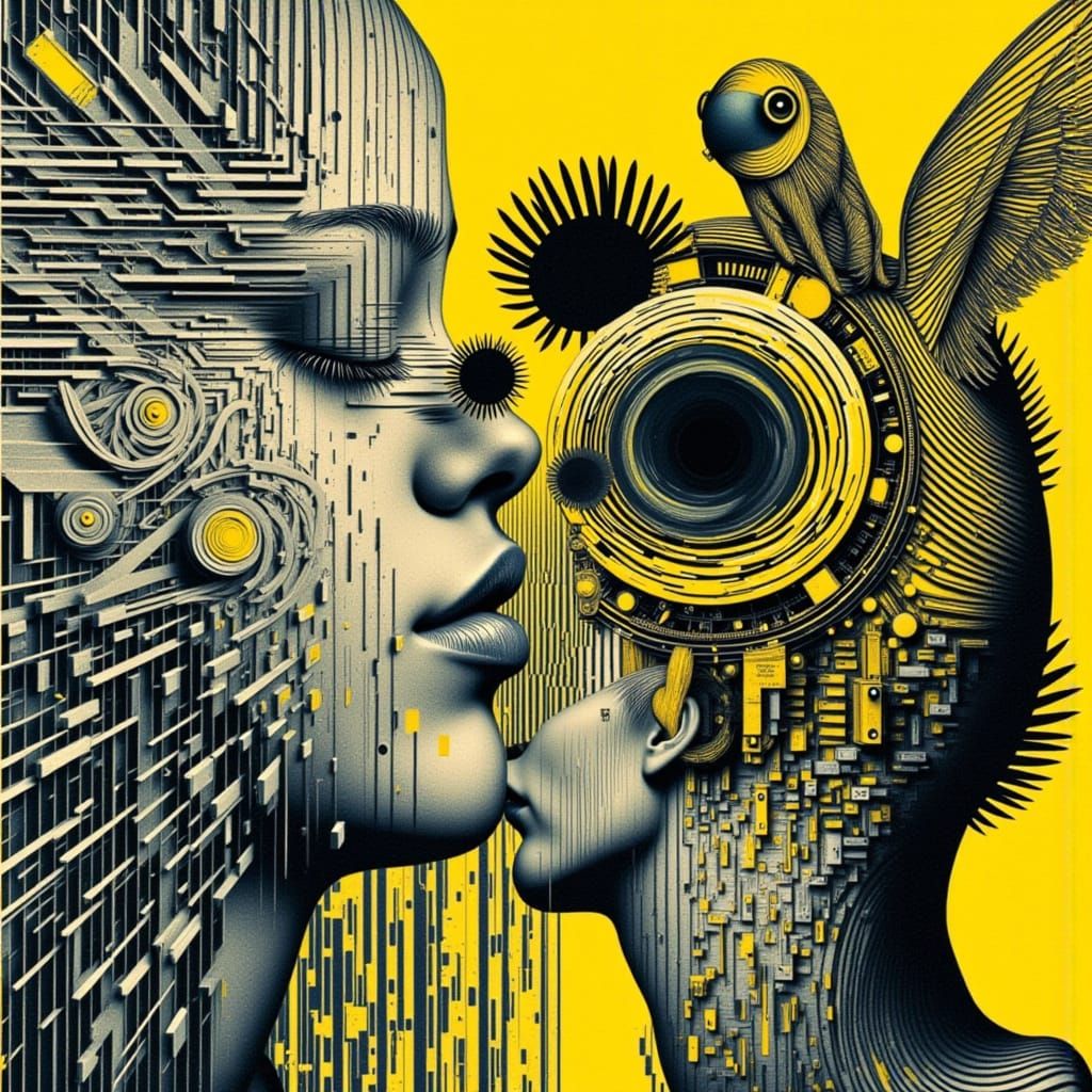 Surreal Geometric Consciousness in Bauhaus Style