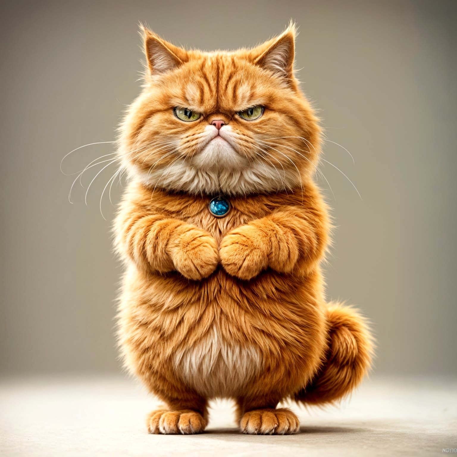 Grumpy Orange Cat Cartoon Character