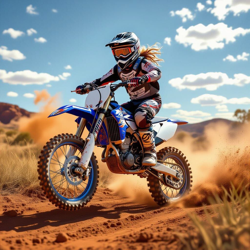Motocross Rider Soaring in the Outback