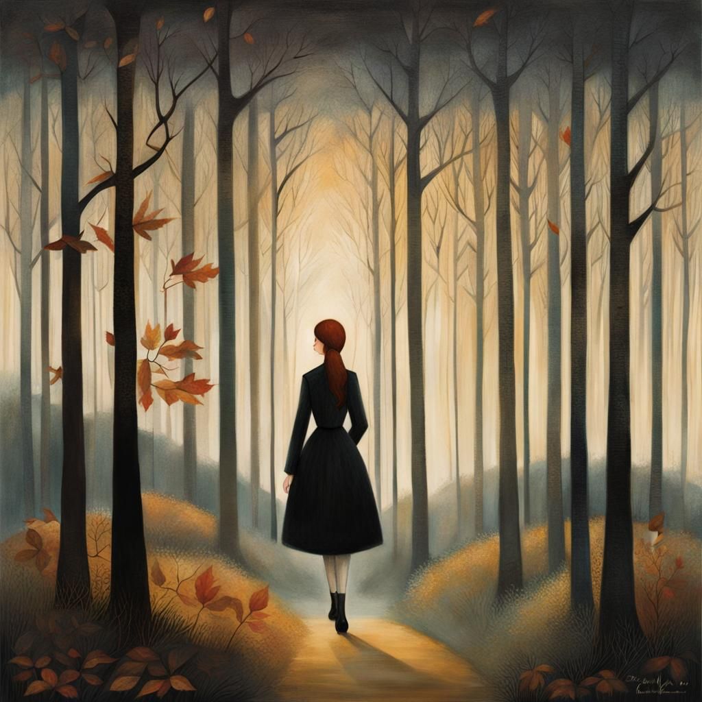 Girl in Woods with Dynamic Lighting