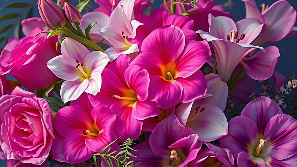 Vibrant Floral Tapestry in Whimsical Colors