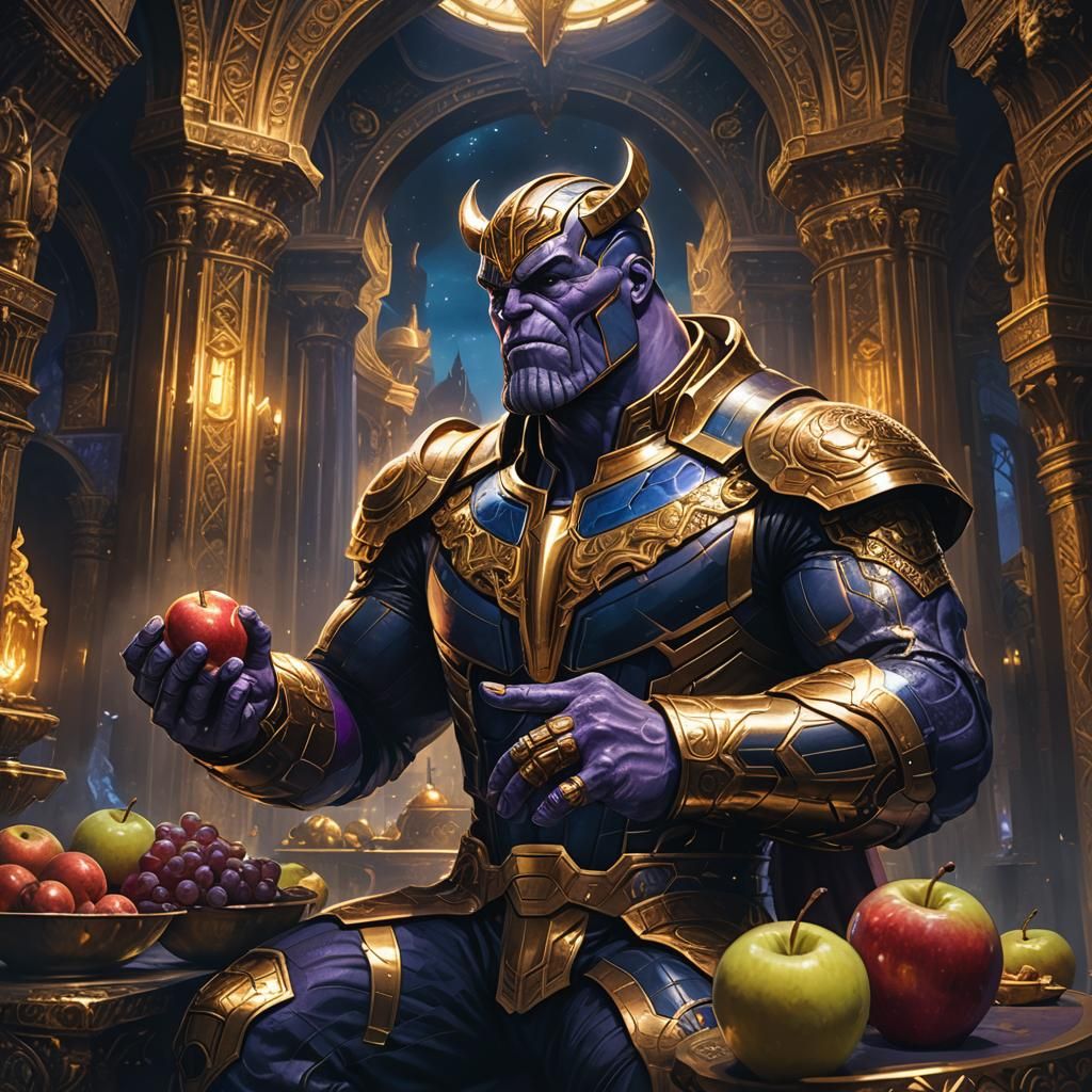 Thanos Enjoys an Apple in Mystical Realm