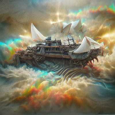 Cosmic Ship in Mixed Media Digital Illustration