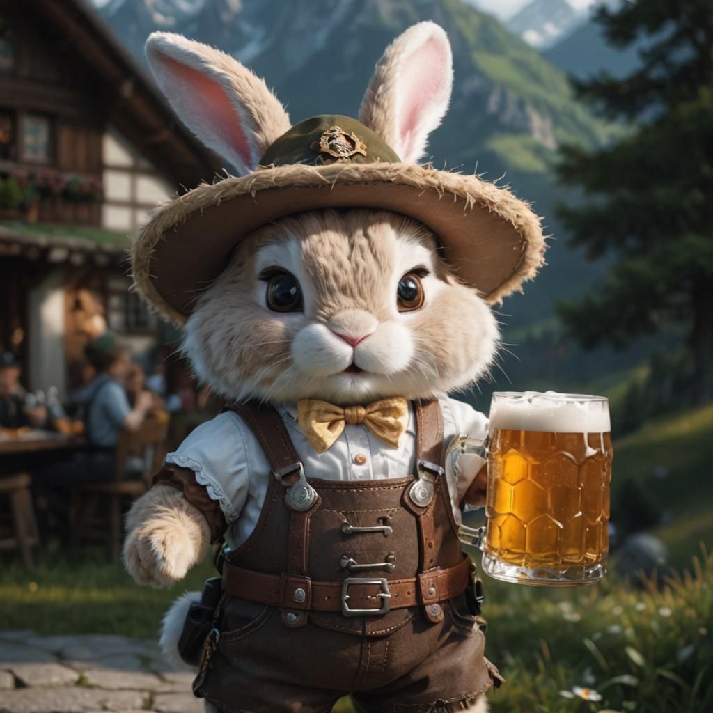 Chibi Bunny Celebrates Oktoberfest in the Alps