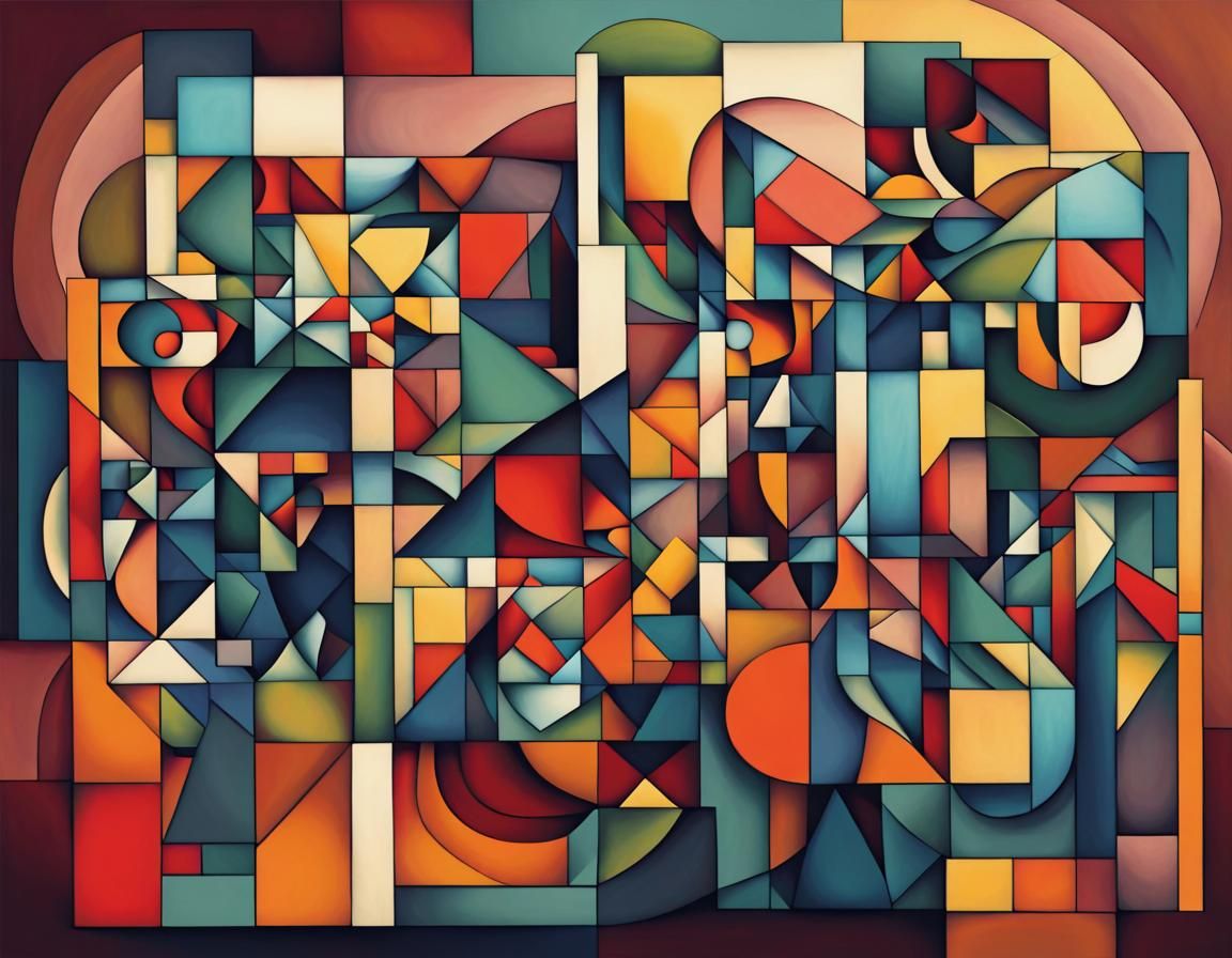 Geometric Satellite View in Cubist Art Deco Style