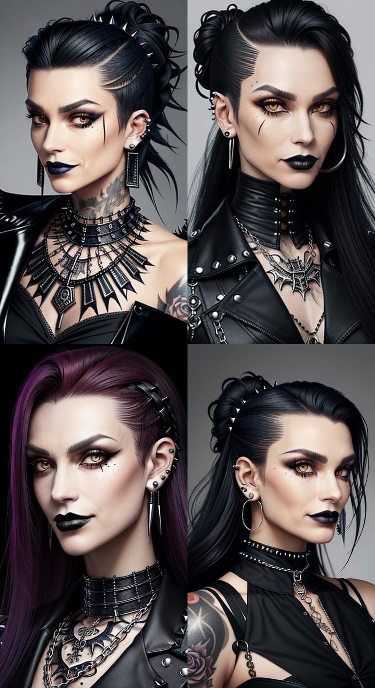 Rebellious Gothic Woman with Piercings and Chains