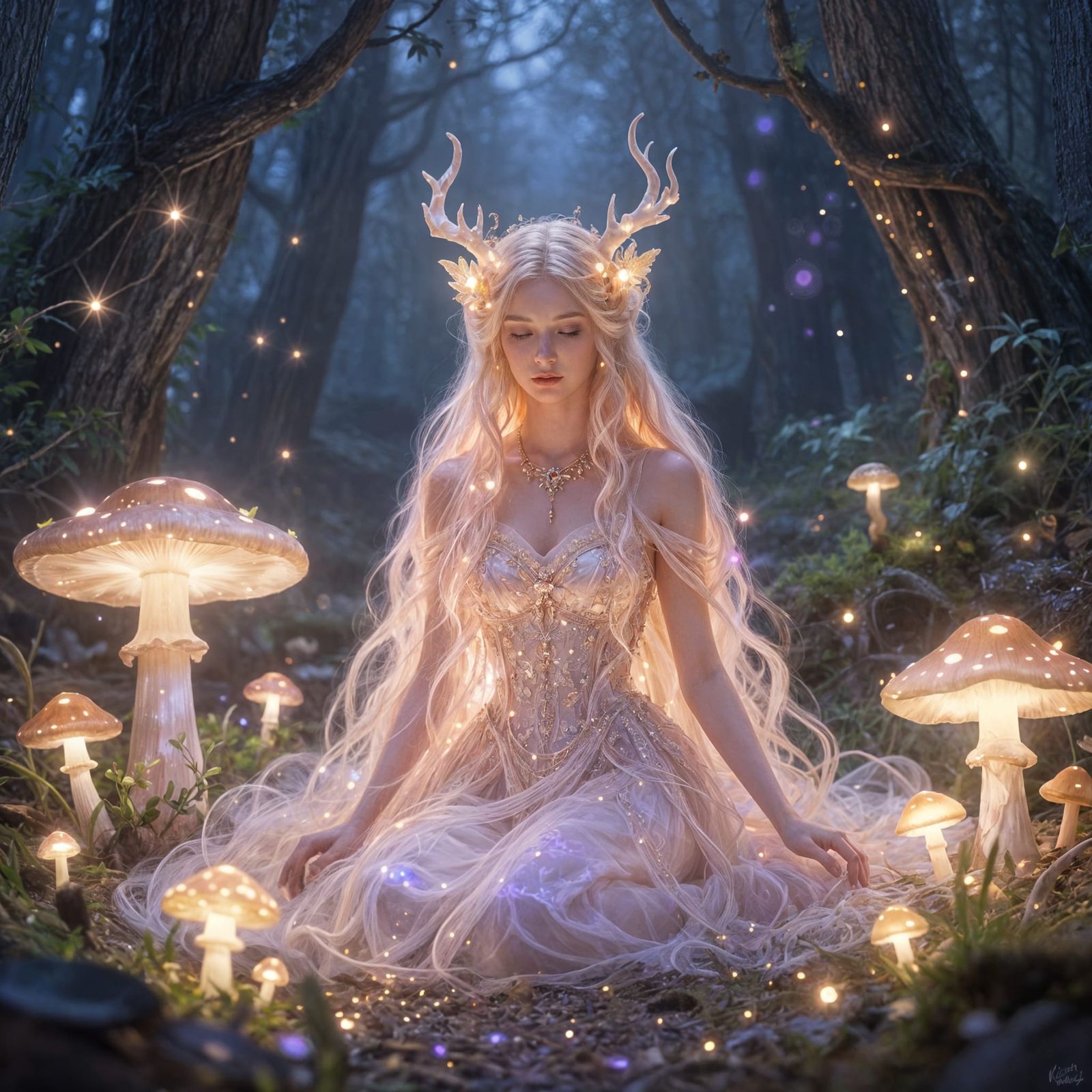 Ethereal Fae Queen in Magical Forest