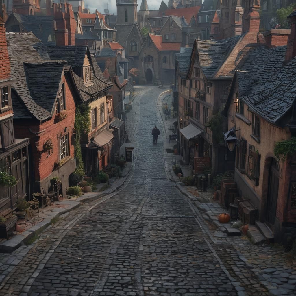 Salem Street Scene in Puritan Era as Concept Art