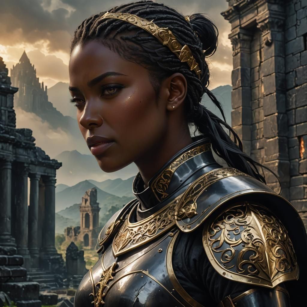 Fantasy Knight with Dark Armor in Epic Detail