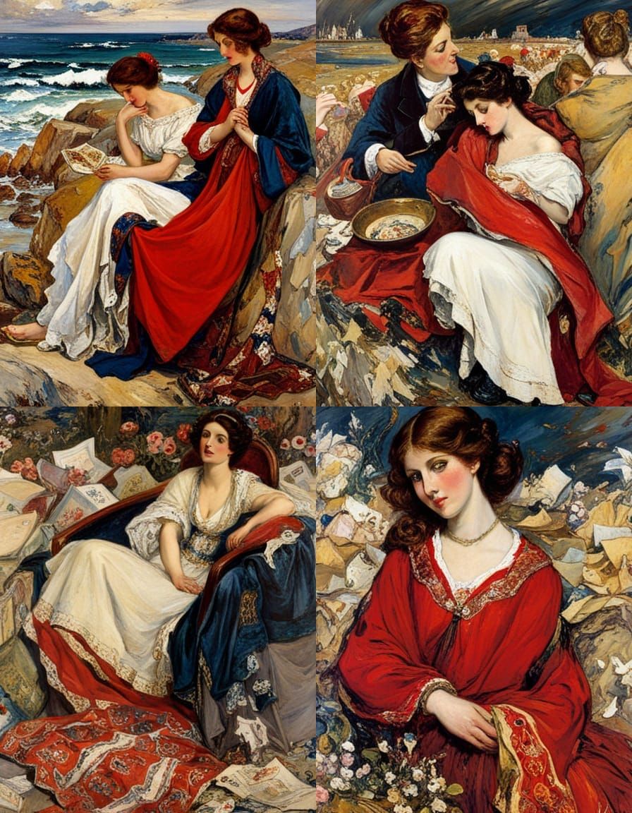 Lush Garden Painting in Late 19th Century Style