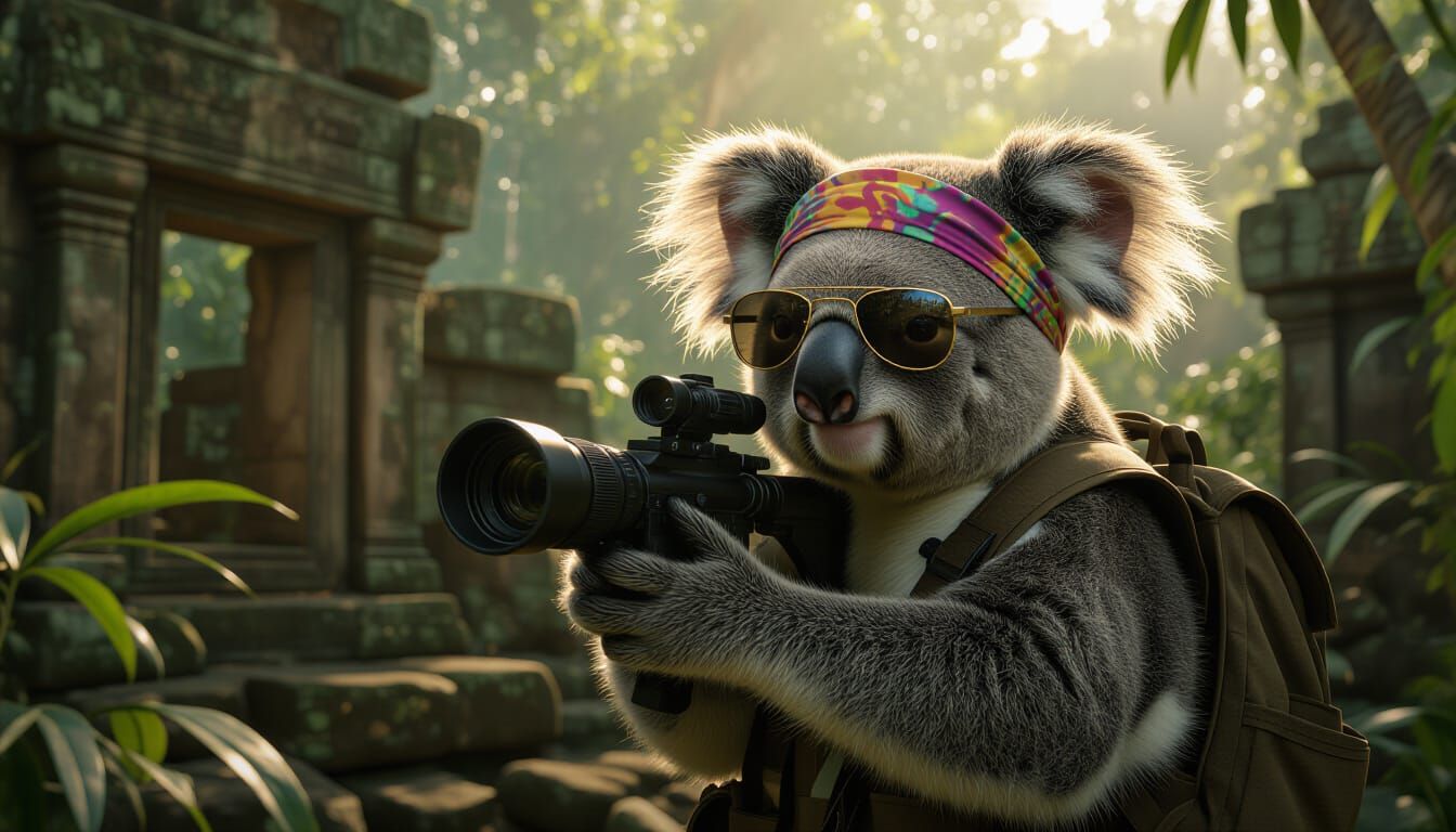 Koala Photojournalist Investigates Jungle Ruins in Cinematic...