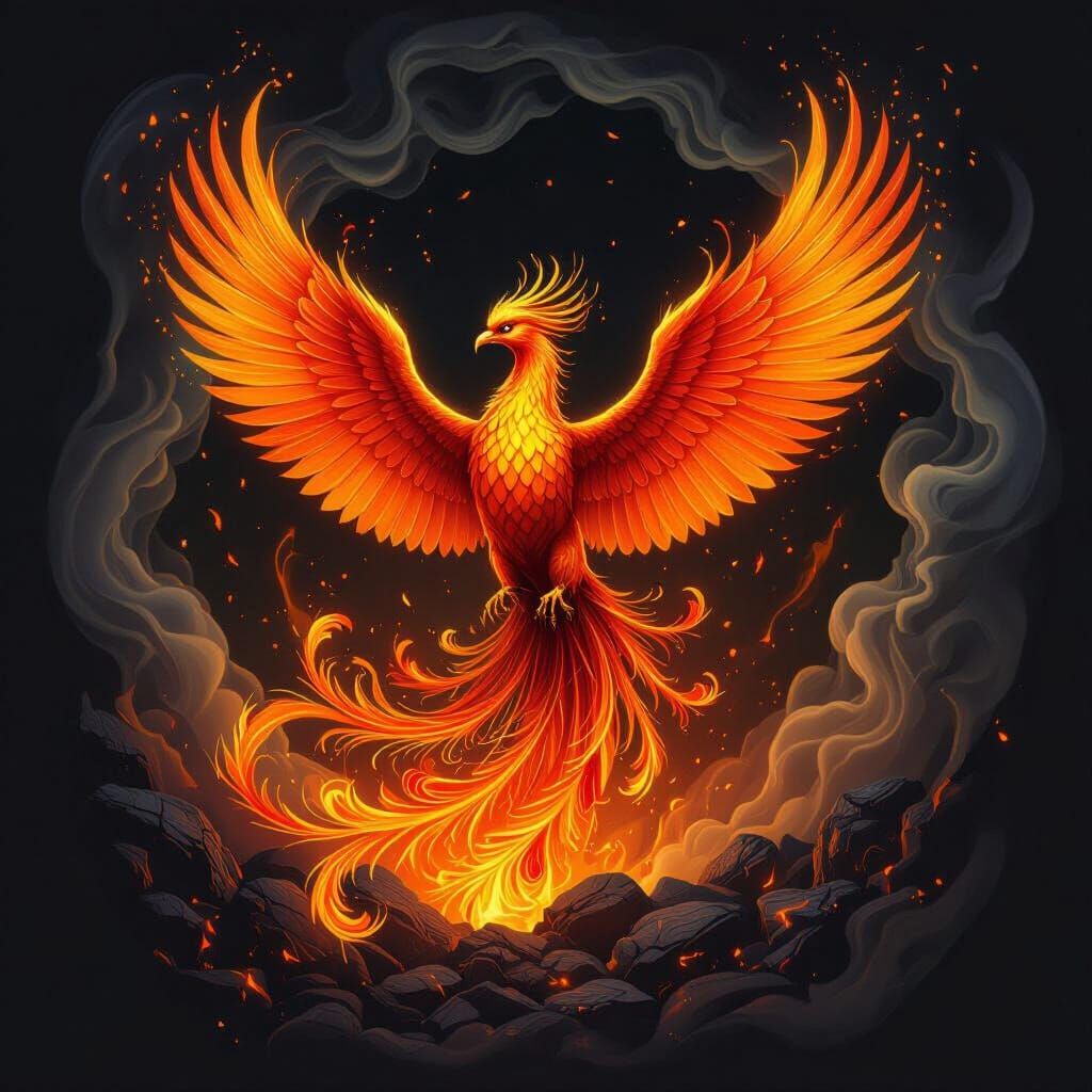 Phoenix Rising: A Hyperrealistic Fantasy Illustration