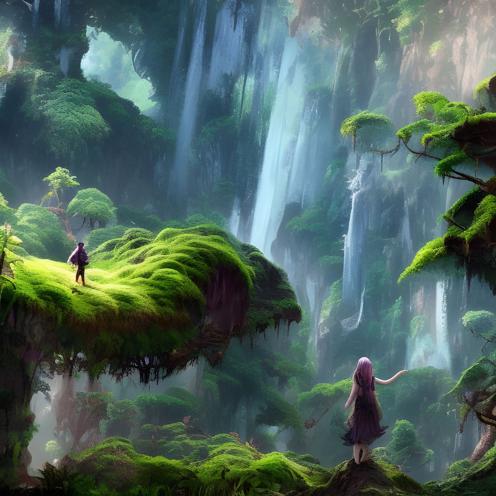 Lush Alien Planet with Tiny Person in 8K