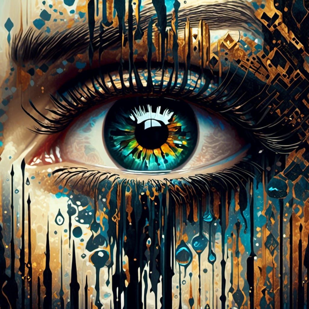 Macabre Illuminati Eye Leaking Ink in 3D