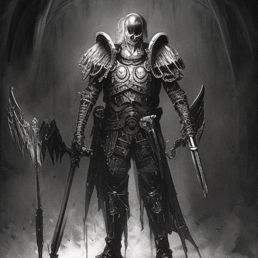Dark Fantasy Death Angel Knight in Gothic Armor