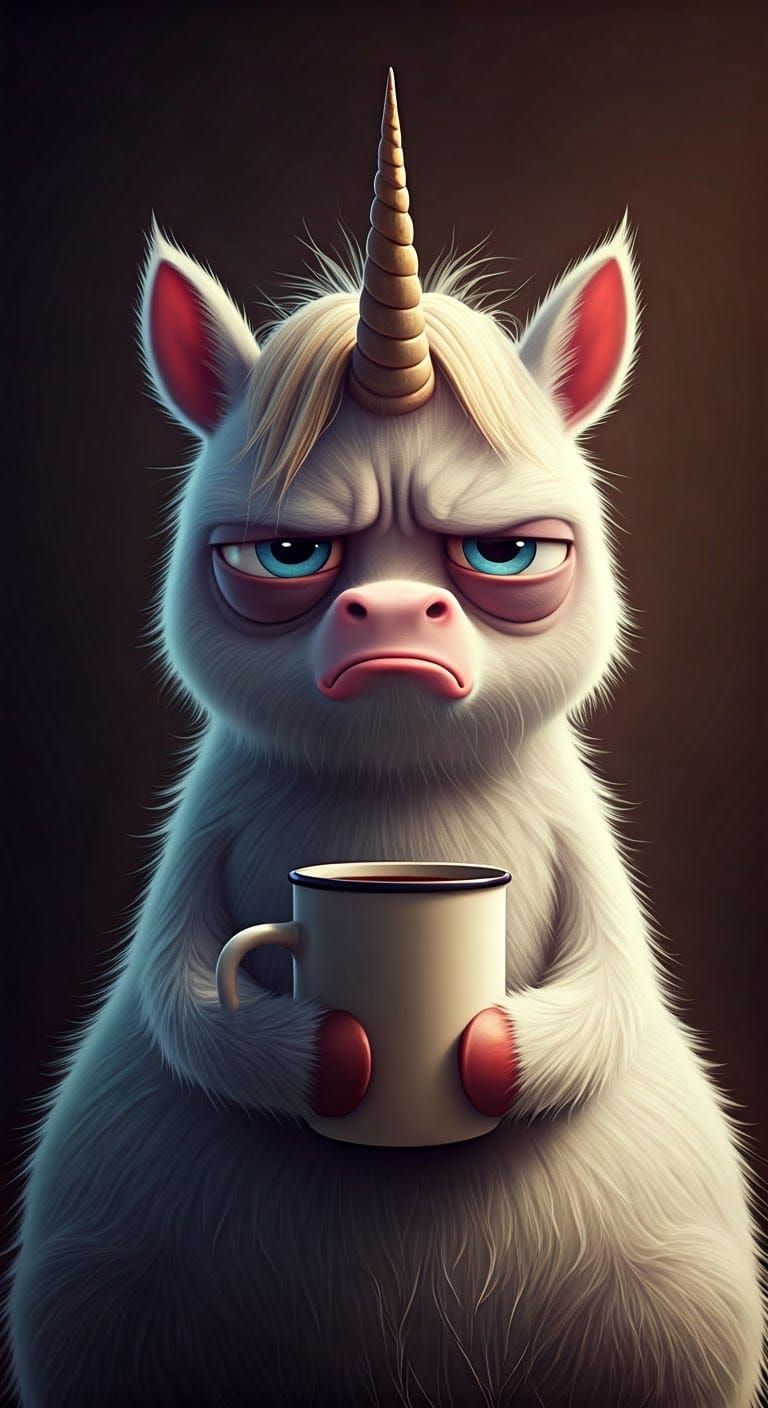 Macro photography grumpy unicorn