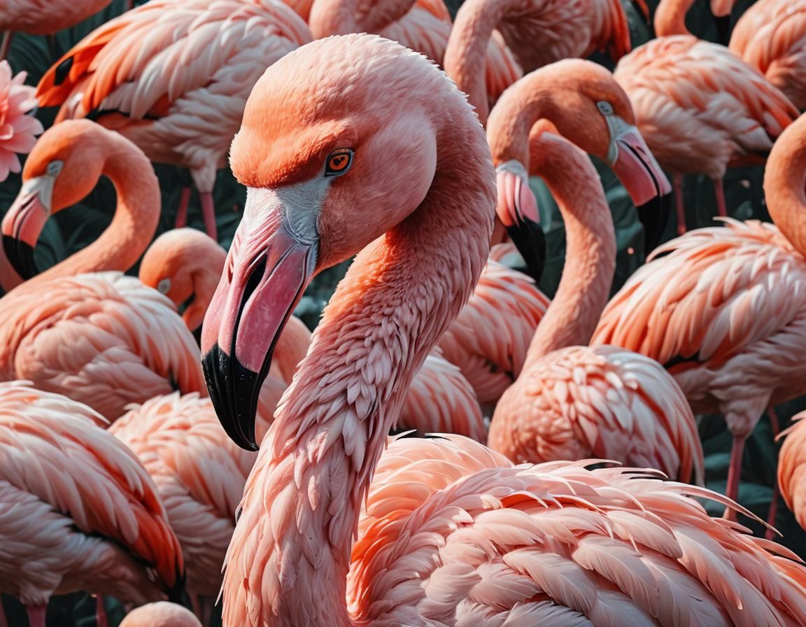 Majestic Flamingo Portrait in Digital Art Style