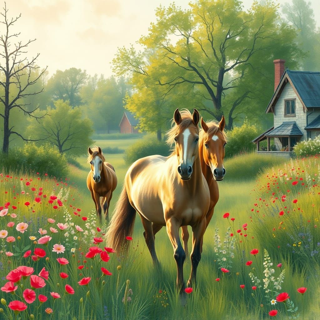 Chevaux dans la prairie Irlandaise