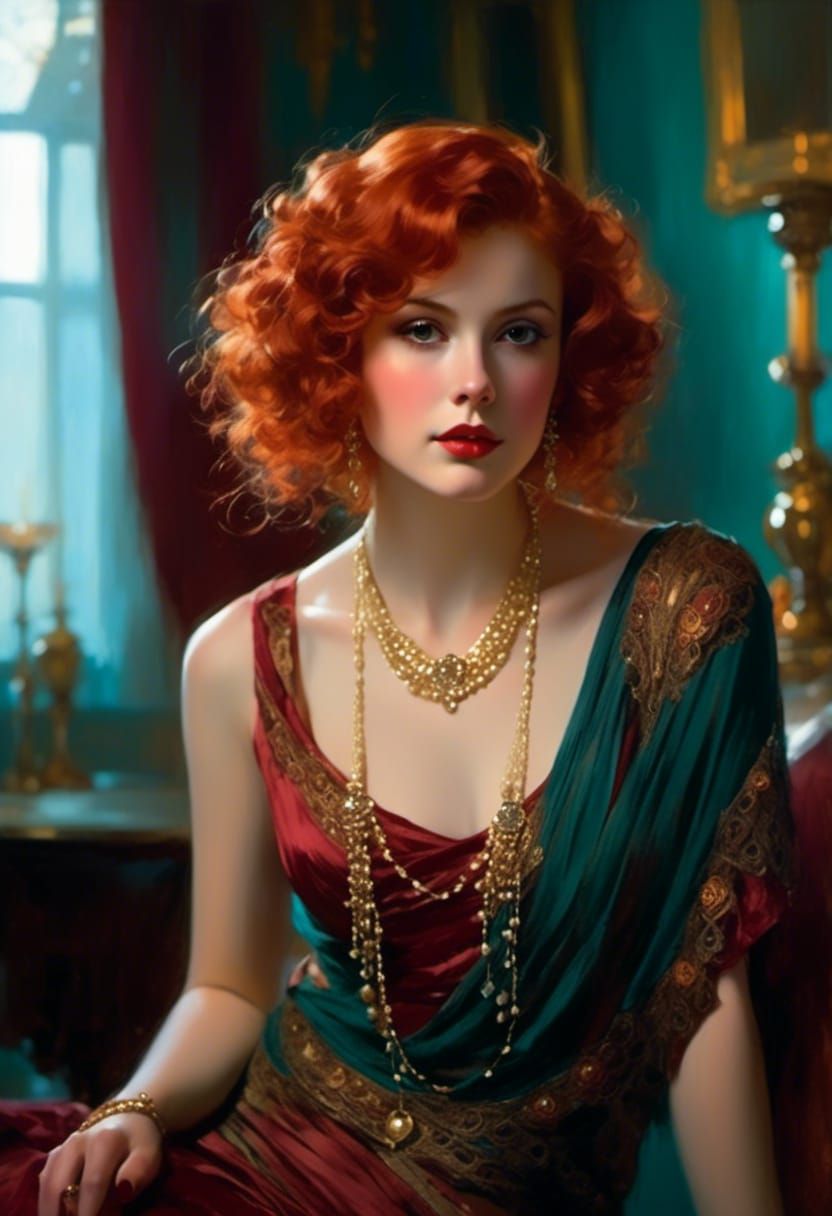 Flapper Girl Portrait in Dreamy Vignette Style