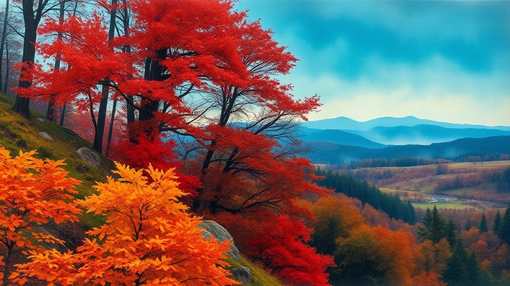 Surreal Autumn Double Exposure with Abstract Expressionism