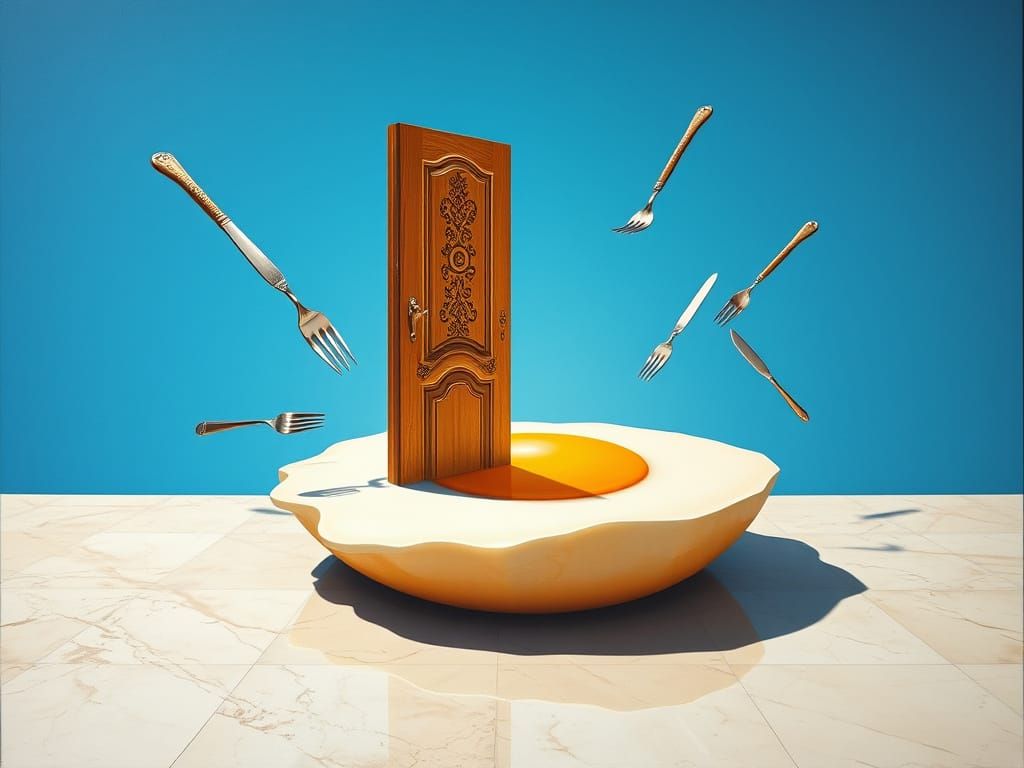 Surreal Door in Egg, Salvador Dali Style