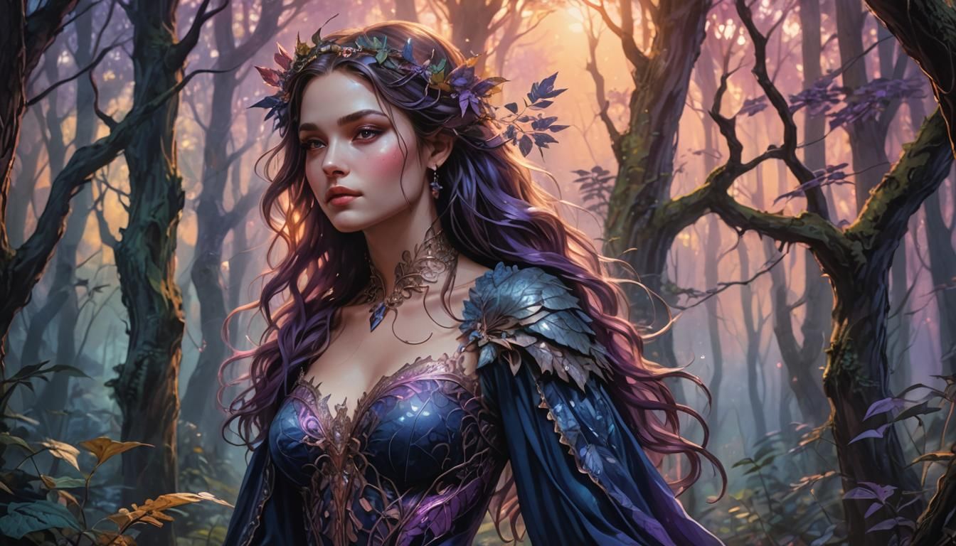 Mystical Forest Woman in Fantasy Realism