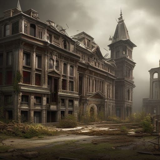 Dramatic Abandoned Buildings in Digital Matte Painting