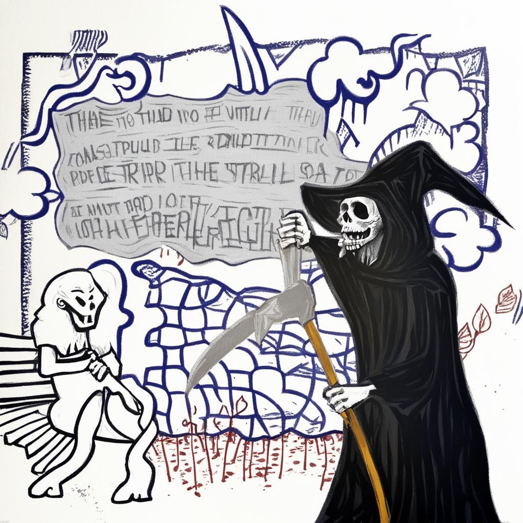 Grim Reaper Courts Lady, Comic Book Style