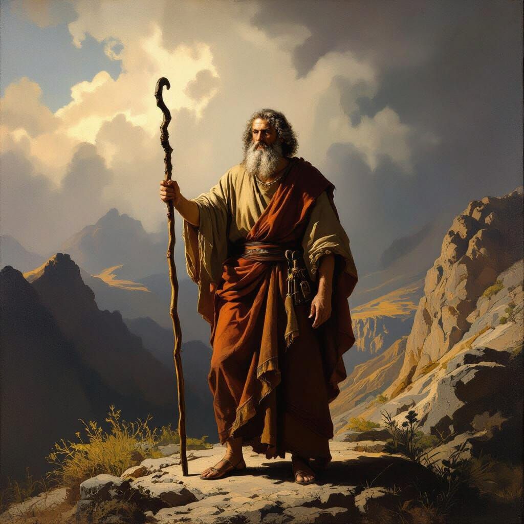 Moses on Mountain in Baroque Style
