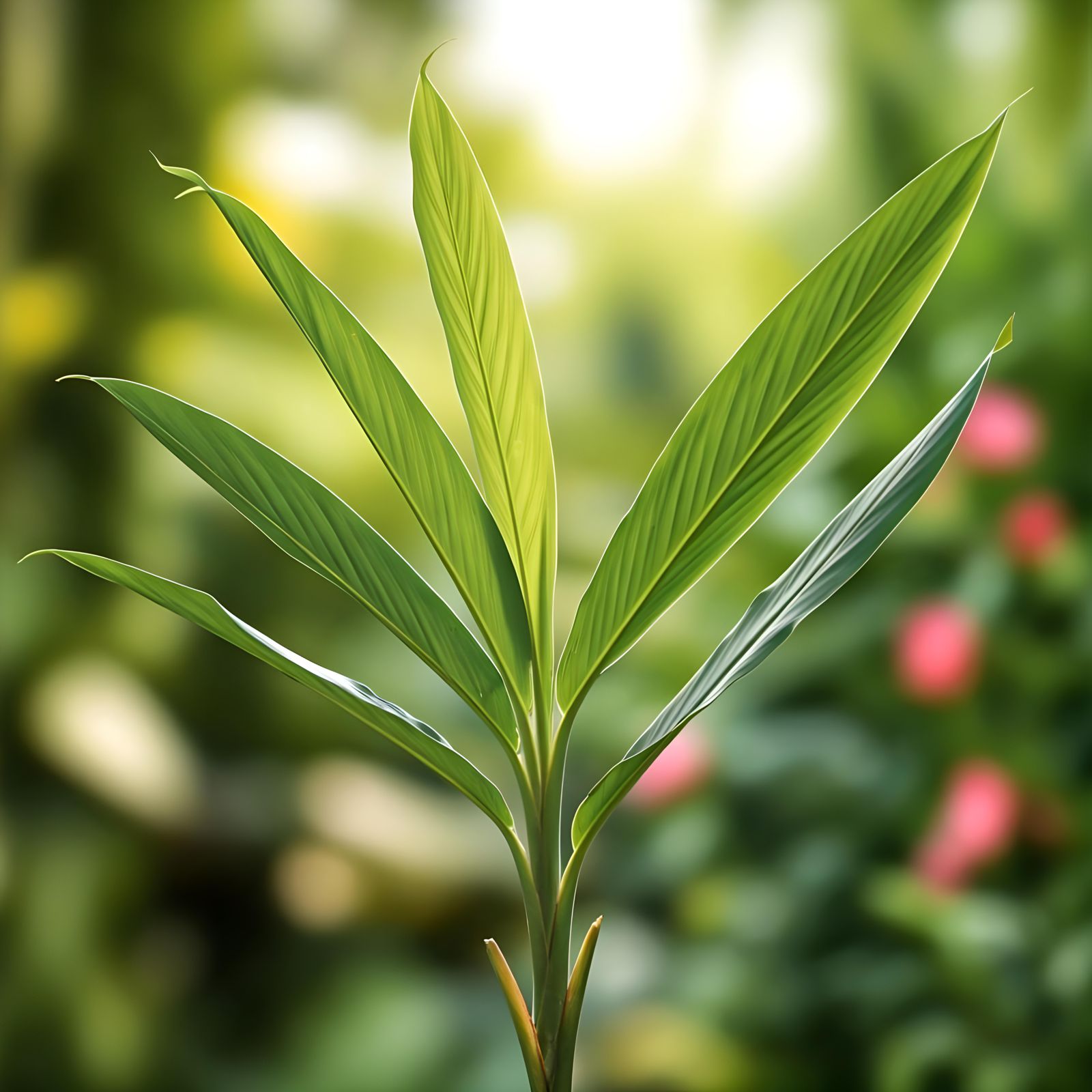 Elegant Galangal Plant in Impressionistic Garden Setting