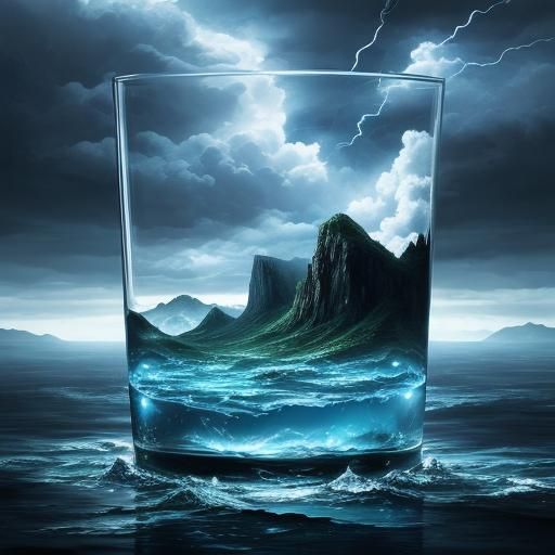 Lightning Clouds in Glass: Abstract Fantasy Landscape