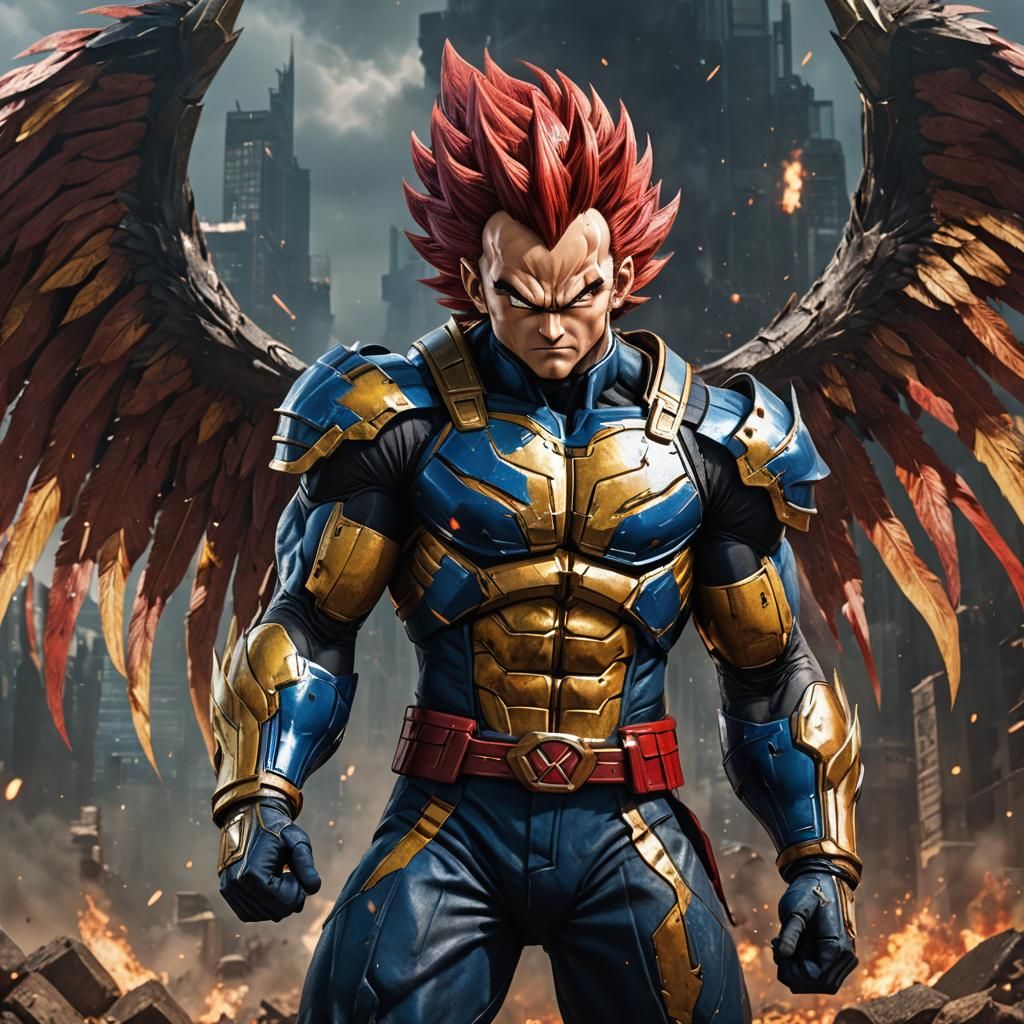 Vegeta as Wolverine with Angel Wings