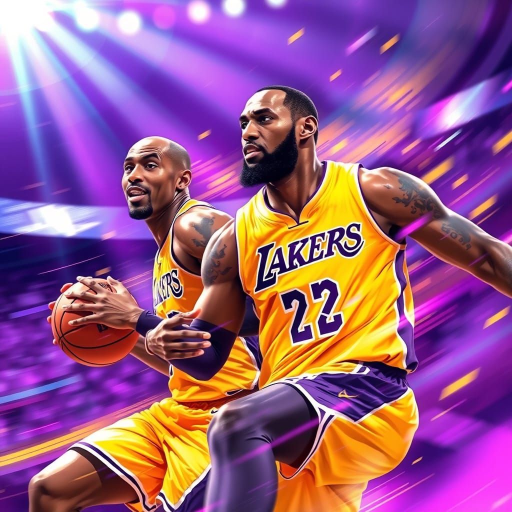 Lakers in Vibrant Purple and Gold Sports Illustration