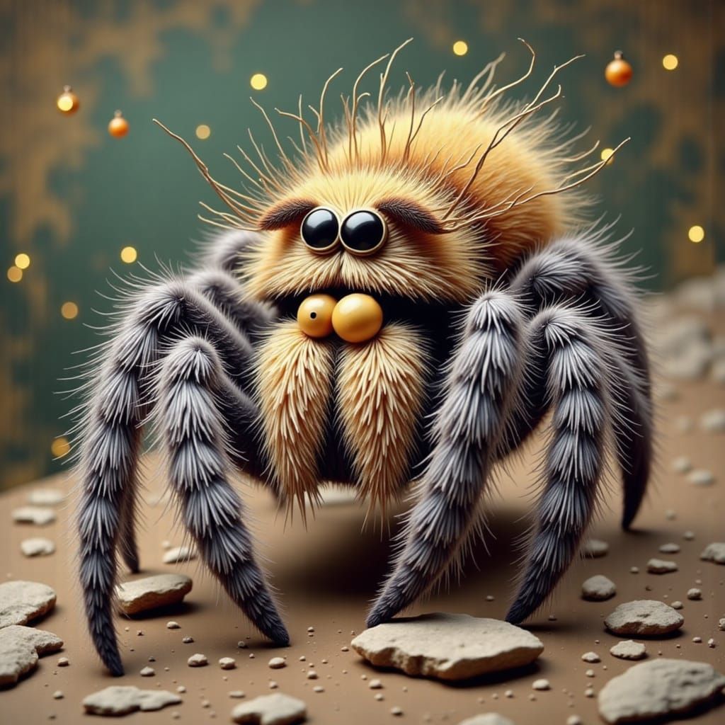 Vibrant Support Spider with Fluffy Stripes
