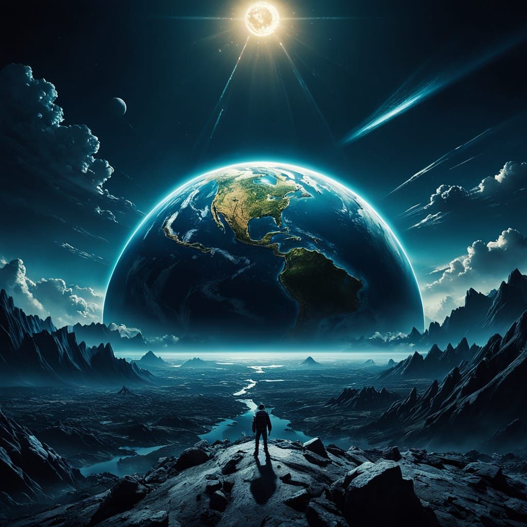 Earth from Space in Comic Book Style