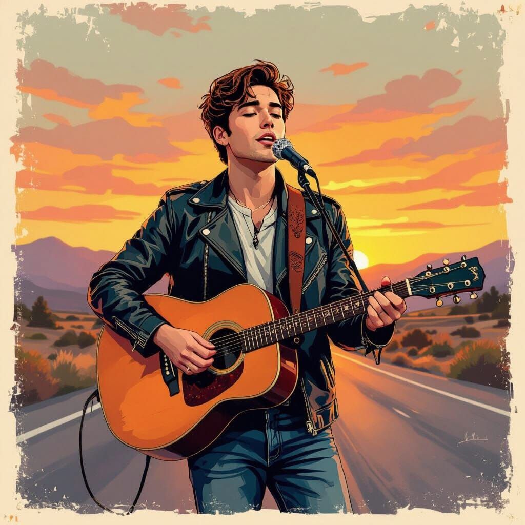Young Man Sings Nostalgic Tune on Sunset Highway