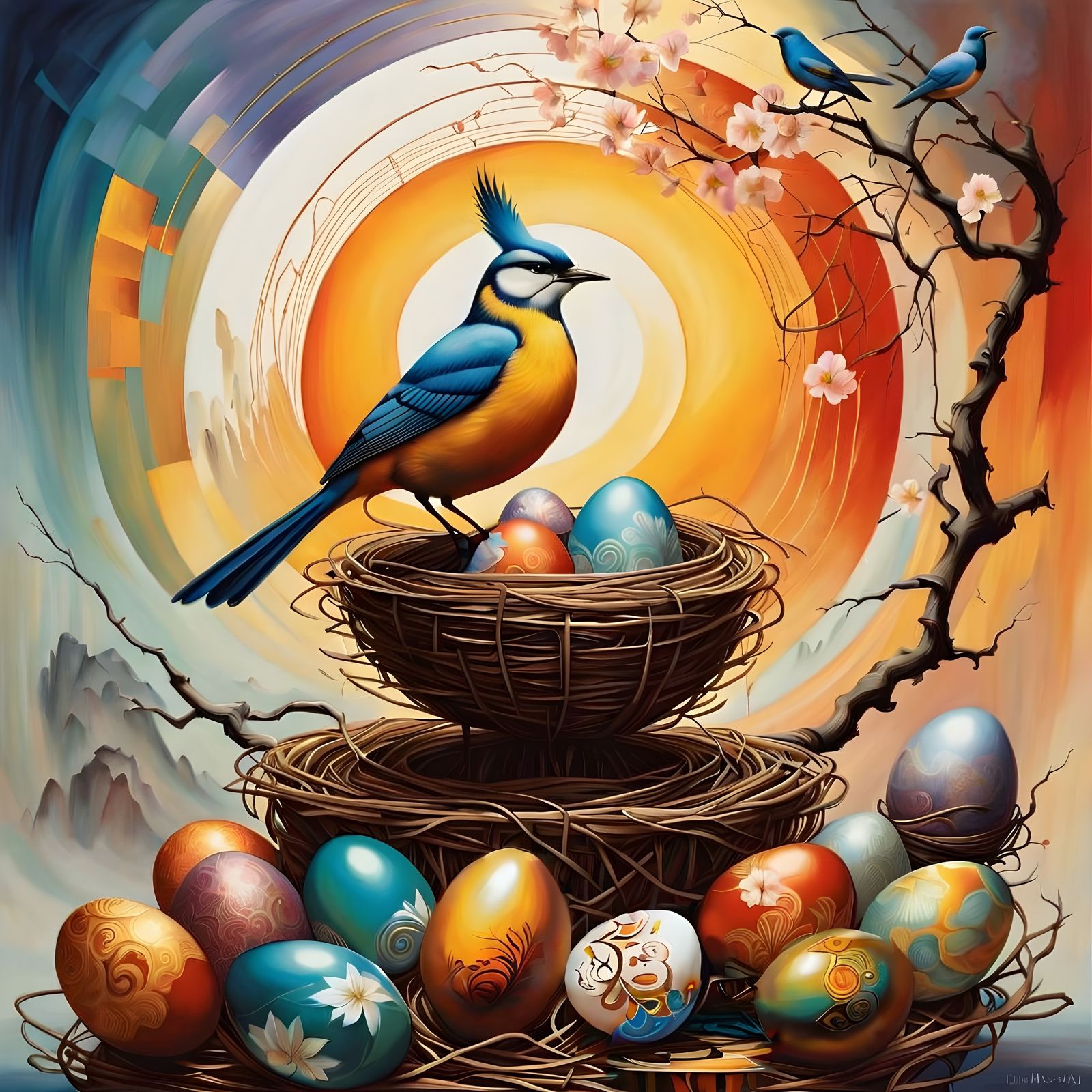 Surreal Egg Art in Vibrant Colors and Whimsical Patterns