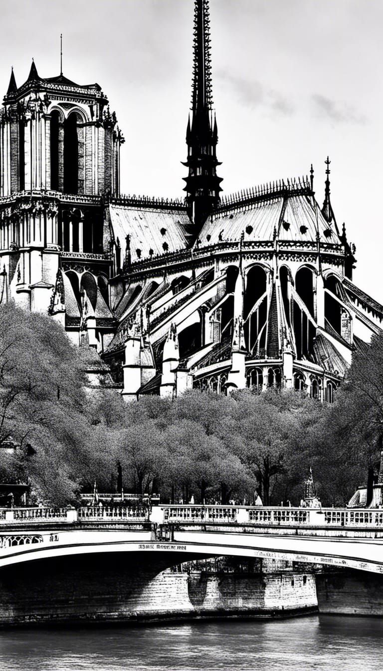 Notre Dame de Paris in Chinese Ink Style