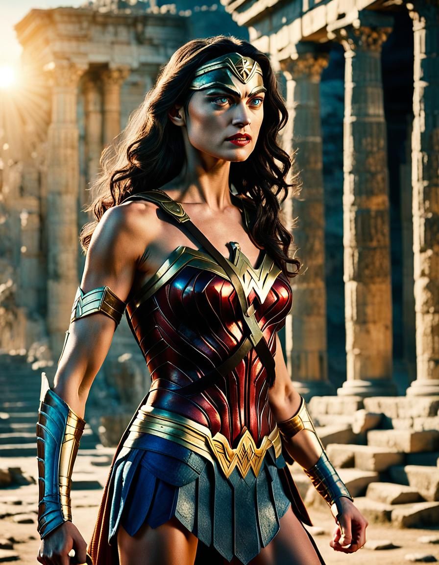 Wonder Woman Ready for Battle in Ancient Greece