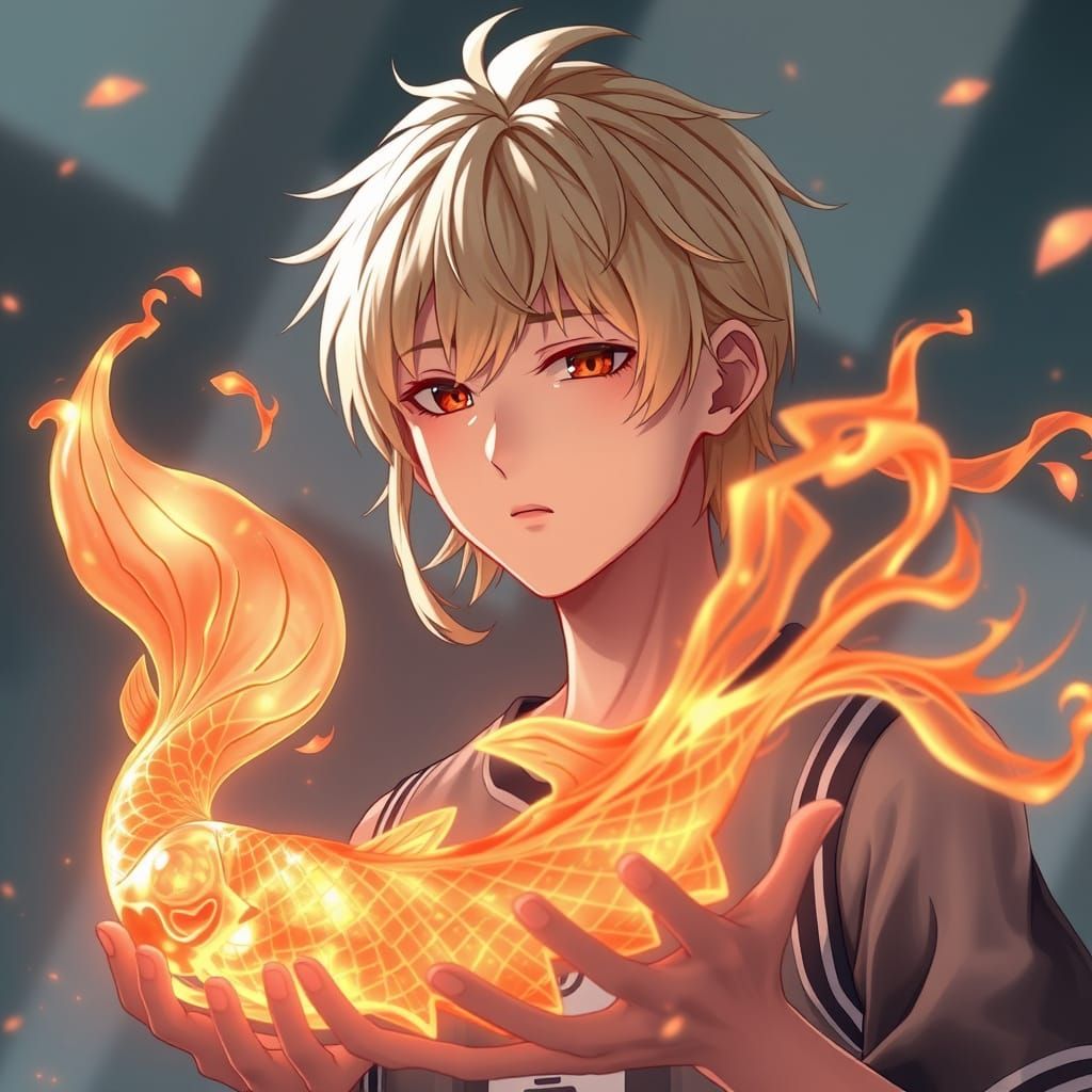 Anime Basketball Player Conjures Fire Koi Puppet