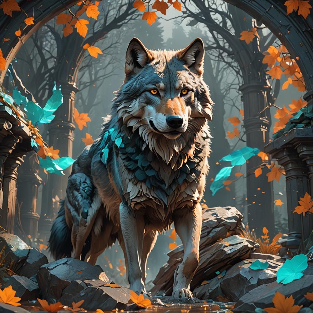 Grey Wolf Concept Art in Dynamic Lighting