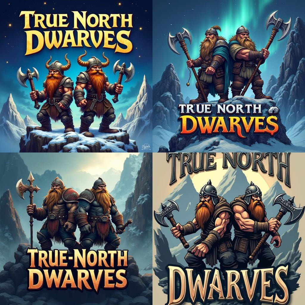 Fantasy Dwarf Logo: True North Dwarves in Rocky Mountains